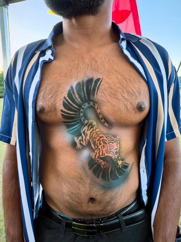 Professional airbrush tattoo designs at a corporate event in Central London